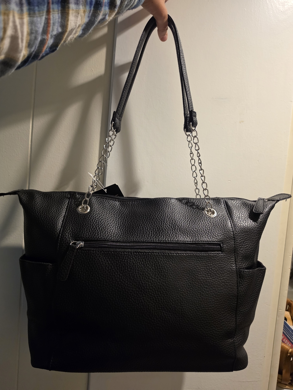 STONE MOUNTAIN Black Pebbled Large Tote with Over The Shoulder Straps *NWT* - Picture 3 of 12